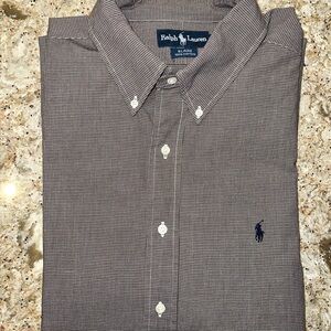 Ralph Lauren Men's Long-Sleeve Checkered Brown Shirt